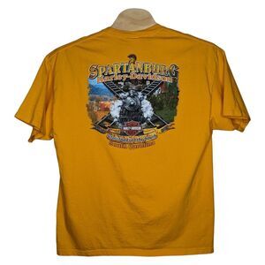 Harley Davidson Mens T Shirt 3XL Yellow Spartanburg South Carolina‎ Hanes Beefy